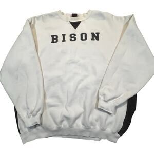 CI Legendary Bison Sweatshirt Men XXL White Varsity Crewneck Pullover